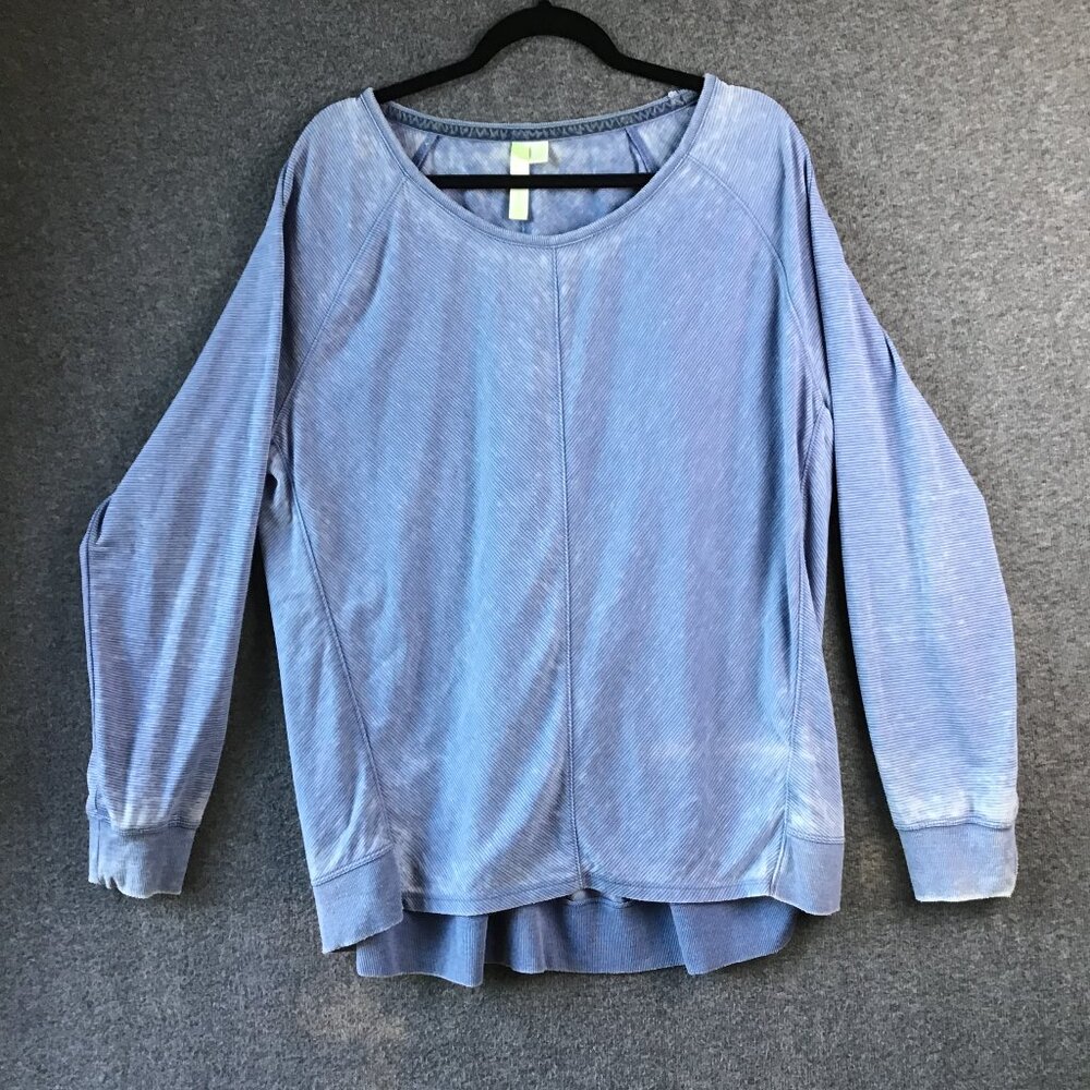 Green Tea Distressed Blue Round Neck Pullover Sz XXL